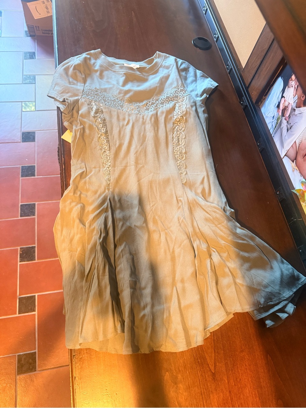 bohme Olive Green Embroidered Mini Dress